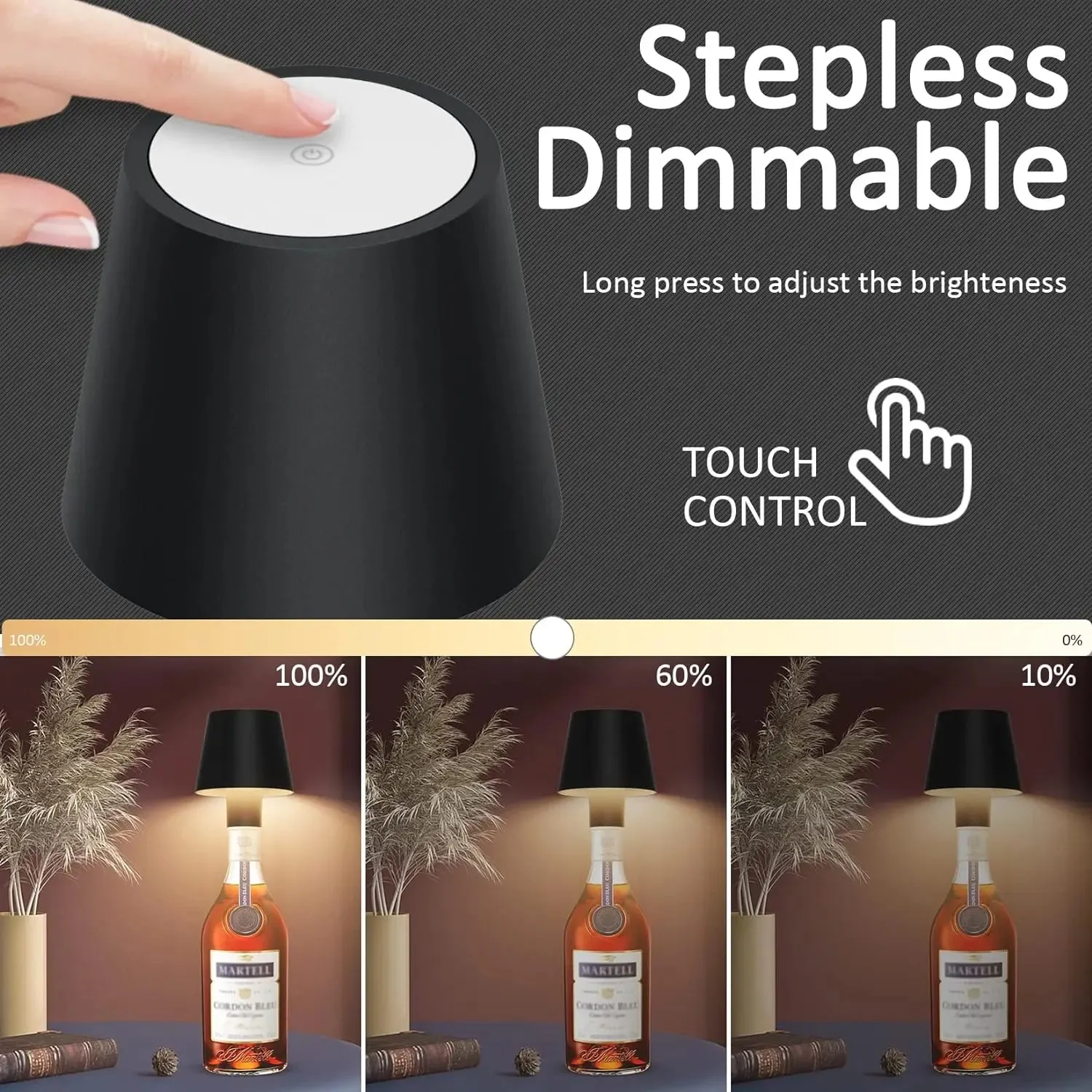 Cordless USB Rechargeable LED Table Lamp – Touch Control Light for Bedside & Ambient Decor