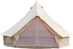 Cotton Bell Tent, Luxury Glamping Tent, Yurt Tents for All Year Living, Waterproof Bell Tent for 8-12 Person Family Camping Outdoor Hunting Christmas Party