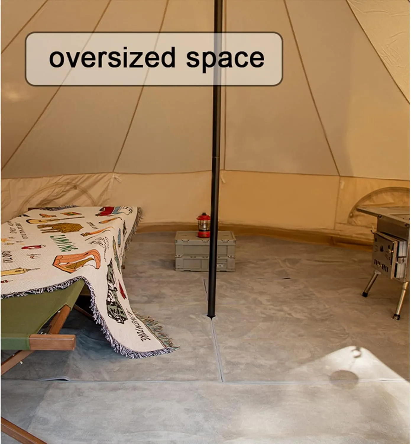 Cotton Bell Tent, Luxury Glamping Tent, Yurt Tents for All Year Living, Waterproof Bell Tent for 8-12 Person Family Camping Outdoor Hunting Christmas Party