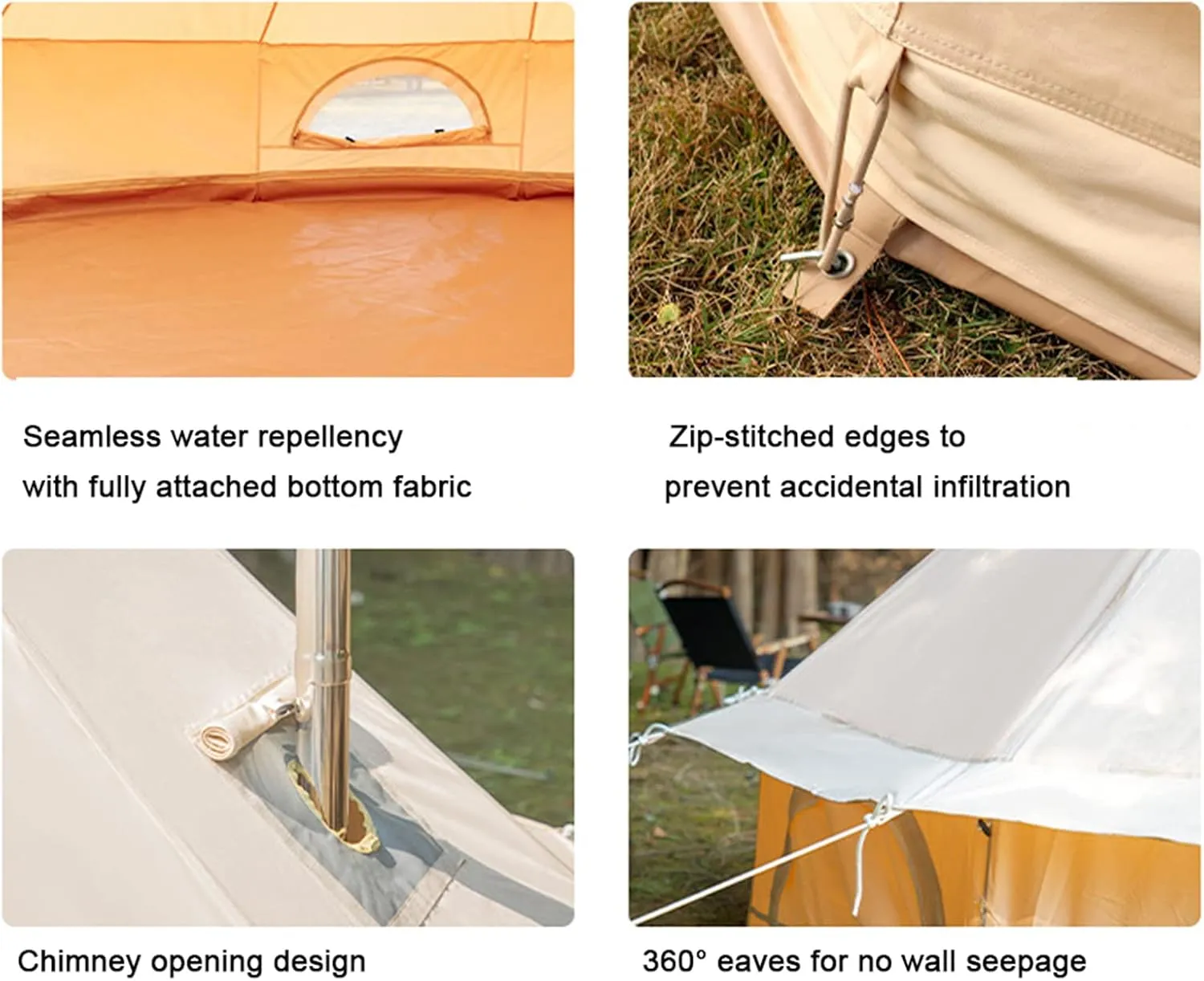 Cotton Bell Tent, Luxury Glamping Tent, Yurt Tents for All Year Living, Waterproof Bell Tent for 8-12 Person Family Camping Outdoor Hunting Christmas Party