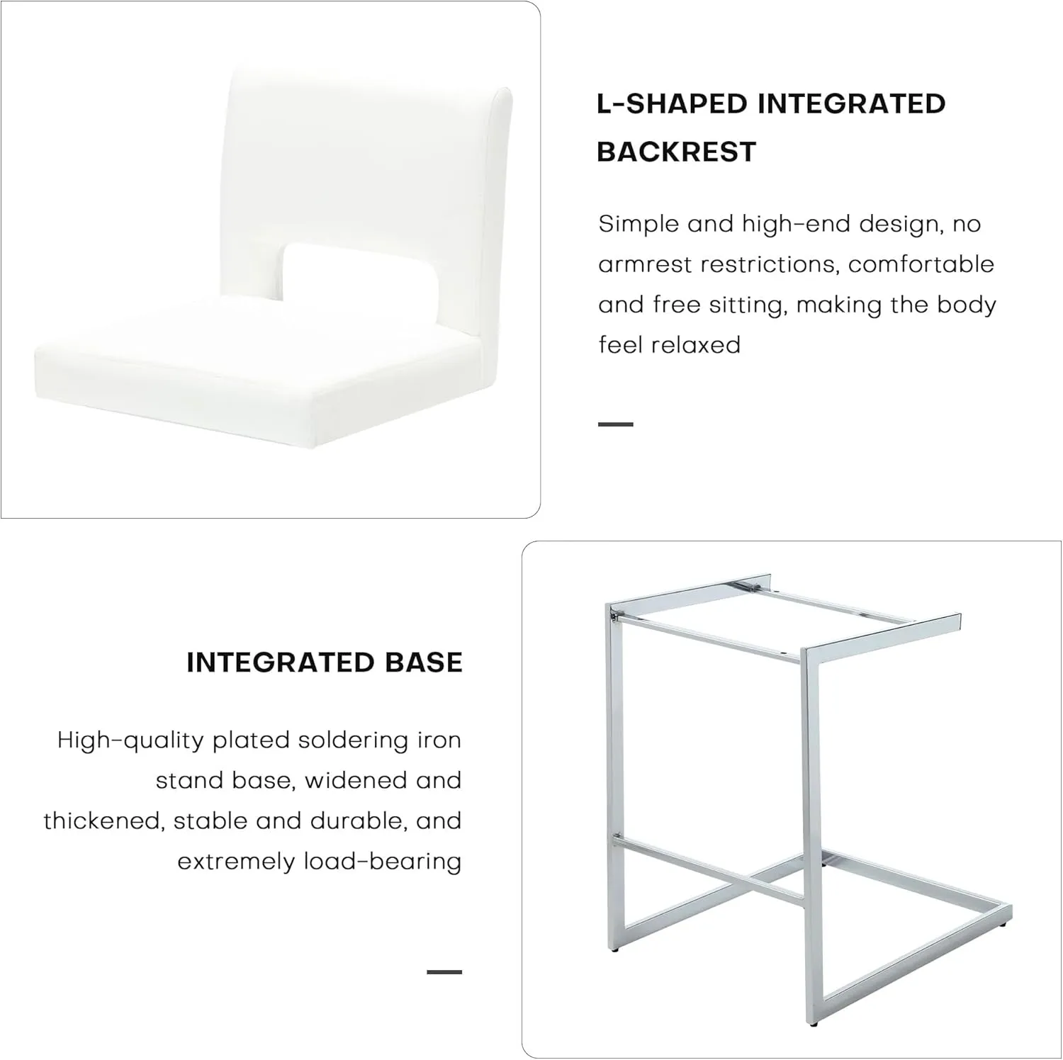 Counter Height Bar Stools Set of 3, Modern Counter Stools PU Leather Barstools with Hollow Back, 26" H Upholstered Armless Kitchen Island Stools White Bar Chairs with Chrome Metal Frame