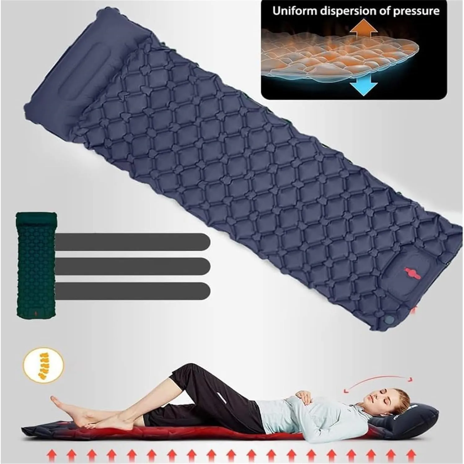 Coziya Matelas, 5cm Ultralight Inflatable Camping Mattress, Inflatable Sleeping Pad with Built-in Pillows, for Camping, Backpacking, Hiking, and Travel (Desert Yellow)
