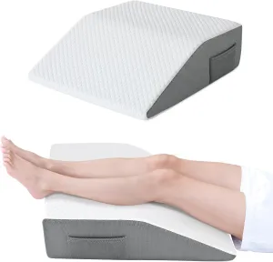 Cozymaker 6" Leg Elevation Pillows for Swelling, Cooling Gel Memory Foam Wedge Pillows for After Surgery, Sciatica Back Knee Hip Ankles Pain Relief, Leg Pillows for Sleeping