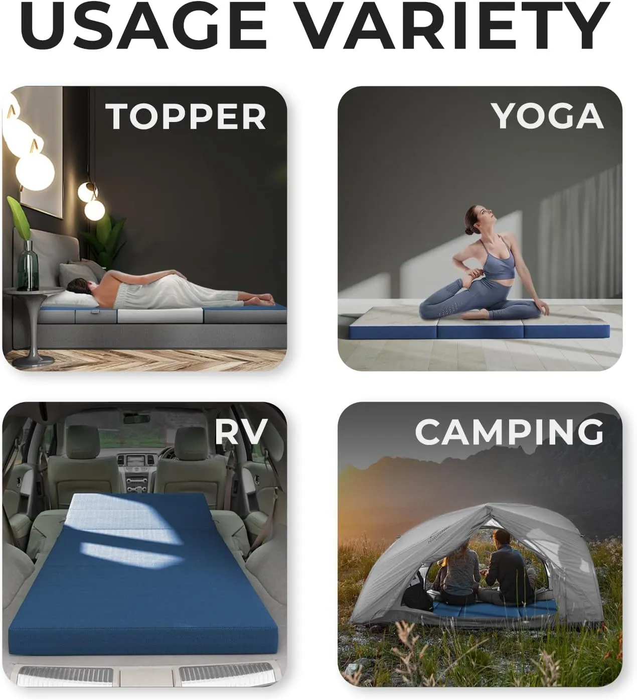 Cozzzi Trifold Foldable Mattress for Floor and Traveling with Removable Cover - Lightweight and Portable Foldable Mattress for Adults & Kids - Compact and Easy to Storage (75in x 25in x 4in)
