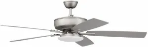 Craftmade Lighting P112BN5-52BNGW Pro Plus 112 Series - 52 Inch 5 Blade Ceiling Fan with Low Profile Light Kit, Brushed Satin Nickel Finish with Brushed Nickel/Greywood Blade Finish with Frost Glass