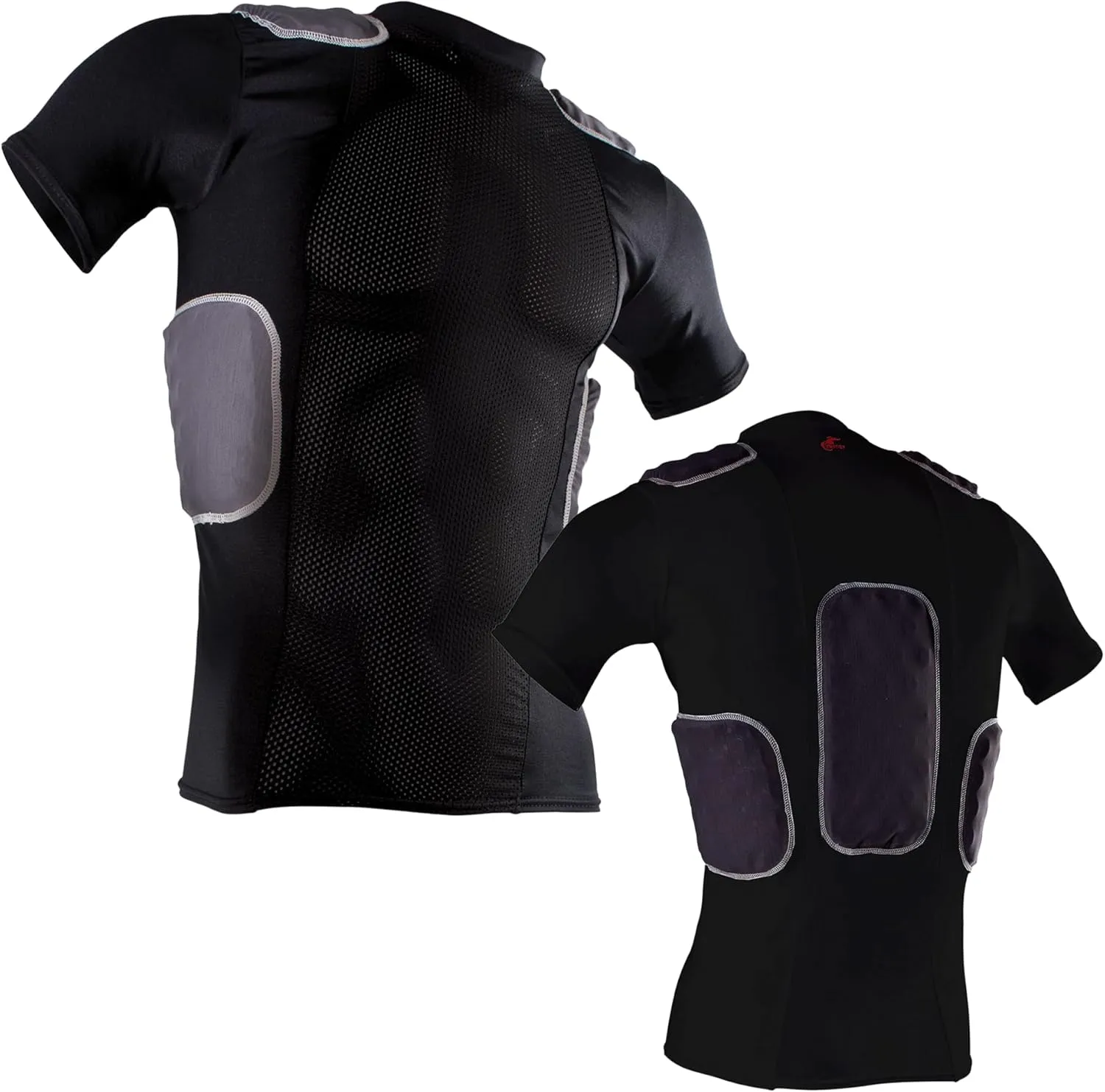 Cramer Lightning 5 Pad Youth Football Shirt with Integrated Rib, Spine and Clavicle Pads, Youth Football Padded Compression Shirt, Rib Protector Shirt, Padded Basketball Shirt, Black, Youth Large