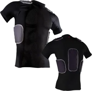 Cramer Lightning 5 Pad Youth Football Shirt with Integrated Rib, Spine and Clavicle Pads, Youth Football Padded Compression Shirt, Rib Protector Shirt, Padded Basketball Shirt, Black, Youth Large