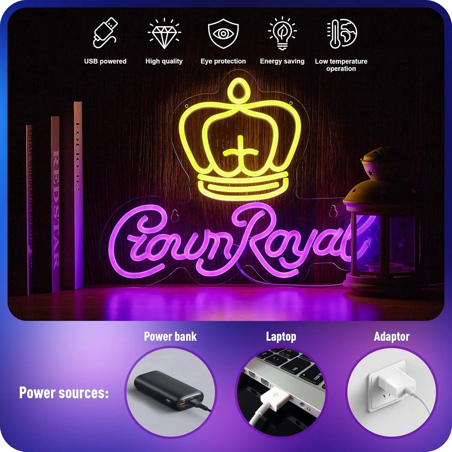 Crown Neon Sign for Wall Decor Beer Light Up Signs Whiskey LED Lights for Man Cave Bar Pub Store Party Club