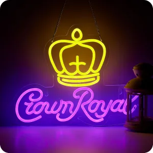Crown Neon Sign for Wall Decor Beer Light Up Signs Whiskey LED Lights for Man Cave Bar Pub Store Party Club