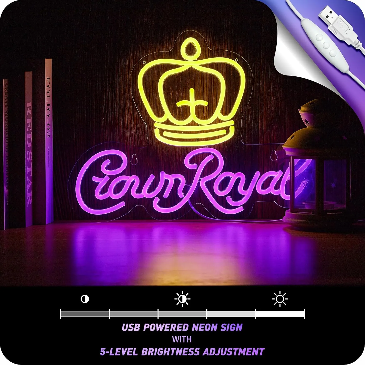 Crown Neon Sign for Wall Decor Beer Light Up Signs Whiskey LED Lights for Man Cave Bar Pub Store Party Club