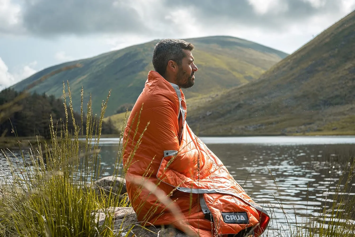 Crua Culla Insulated Camping Blankets - Packable Puffy Outdoor Blankets and Camping Quilts for Hiking Backpacking and Picnics, Warm, Lightweight, Durable, and Waterproof (Orange)
