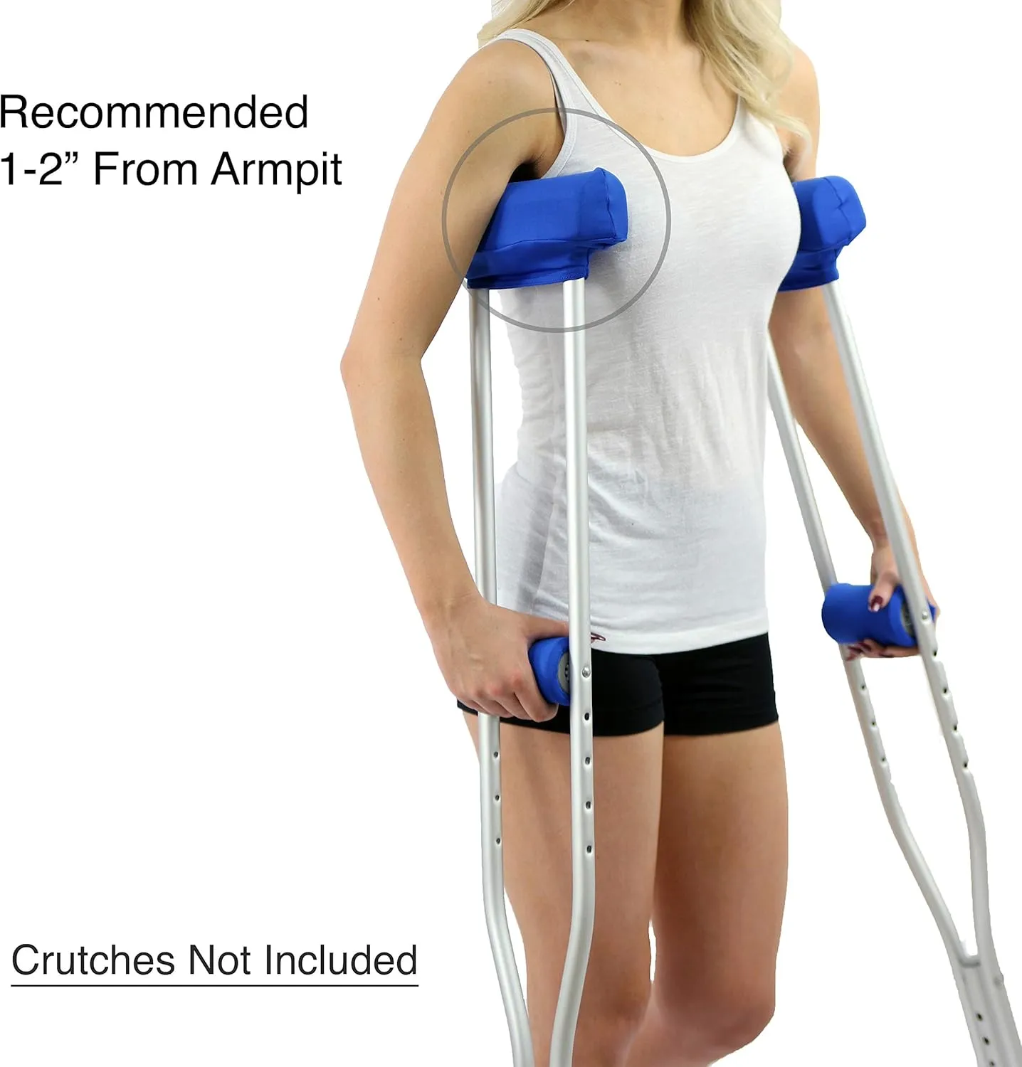 Crutcheze Premium USA Made Crutch Pad and Hand Grip Covers | Comfortable Underarm Padding Washable Breathable Moisture Wicking Orthopedic Products Accessories (Blue)