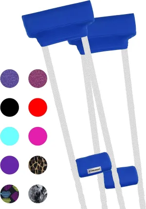 Crutcheze Premium USA Made Crutch Pad and Hand Grip Covers | Comfortable Underarm Padding Washable Breathable Moisture Wicking Orthopedic Products Accessories (Blue)
