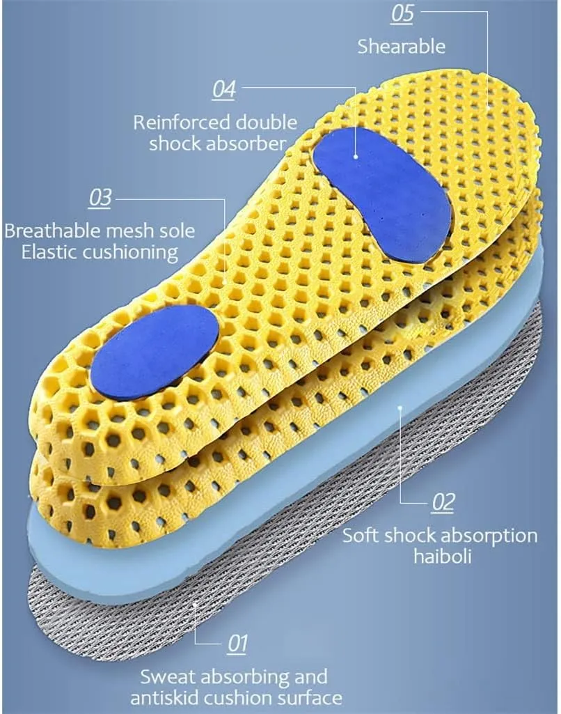 CSCDD Version Orthopedic Memory Foam Sport Insoles Woman Men Shoes Feet Soles Pad Mesh Deodorant Breathable Cushion(40-44)
