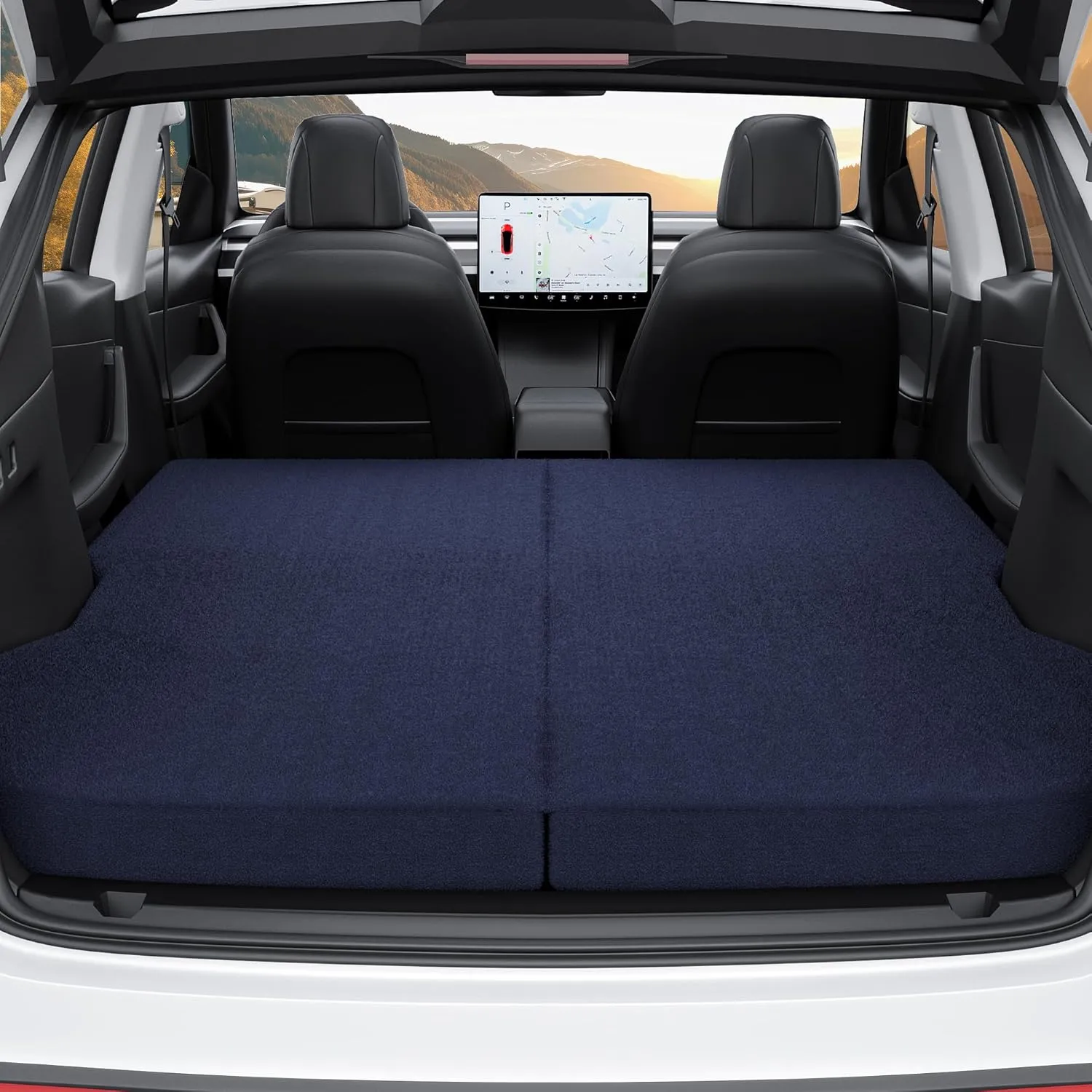 Custom Fit Tesla Model Y Mattress 76"x43" 4-Inch Memory Foam Camping Bed Plush Washable Cover Foldable Car Sleeping Pad for Road Trips and SUV Adventures