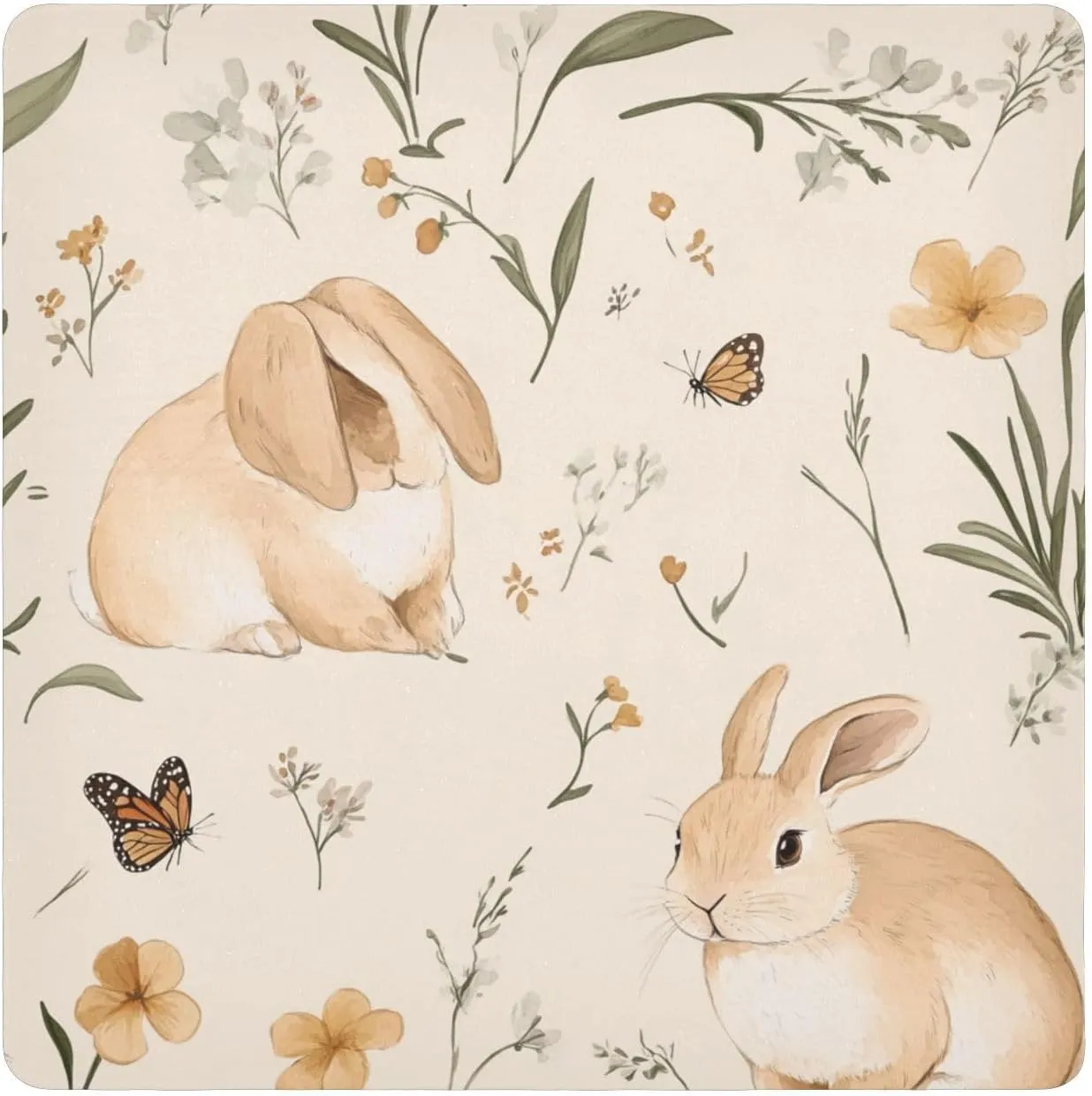 Cute Lop-eared Rabbit Beige Toiletries Pouchs Cloth Magic Sticker Travel Toiletry Organizer Wrap 21.7 X 21.7 Wrapper Cosmetic Organizers For Travel