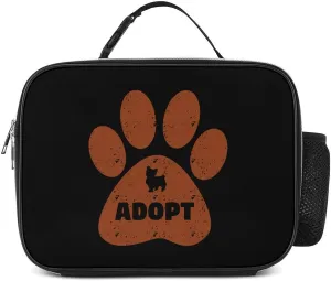 Cute Pets Paw Cat Dog Adopt Red Insulated Lunch Bag Cooler Bag Portable Waterproof Lunch Box Adjustable Handbag Meal Tote with Handle