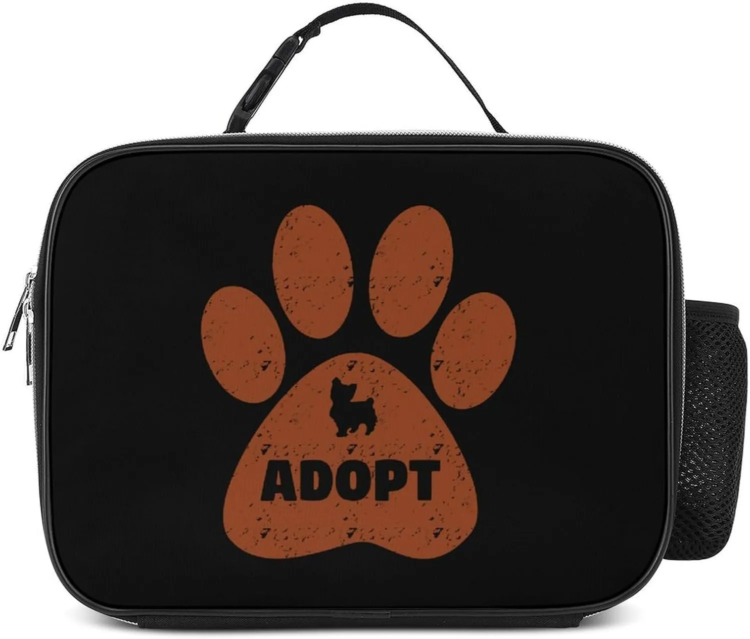 Cute Pets Paw Cat Dog Adopt Red Insulated Lunch Bag Cooler Bag Portable Waterproof Lunch Box Adjustable Handbag Meal Tote with Handle
