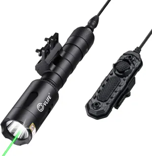 CVLIFE 1680 Lumens Rifle Light Laser Combo Compatible with M-Rail, USB Rechargeable Rifle Flashlight with Aiming Green Beam, Tactical Light for Rifle, Pressure Remote Switch Included