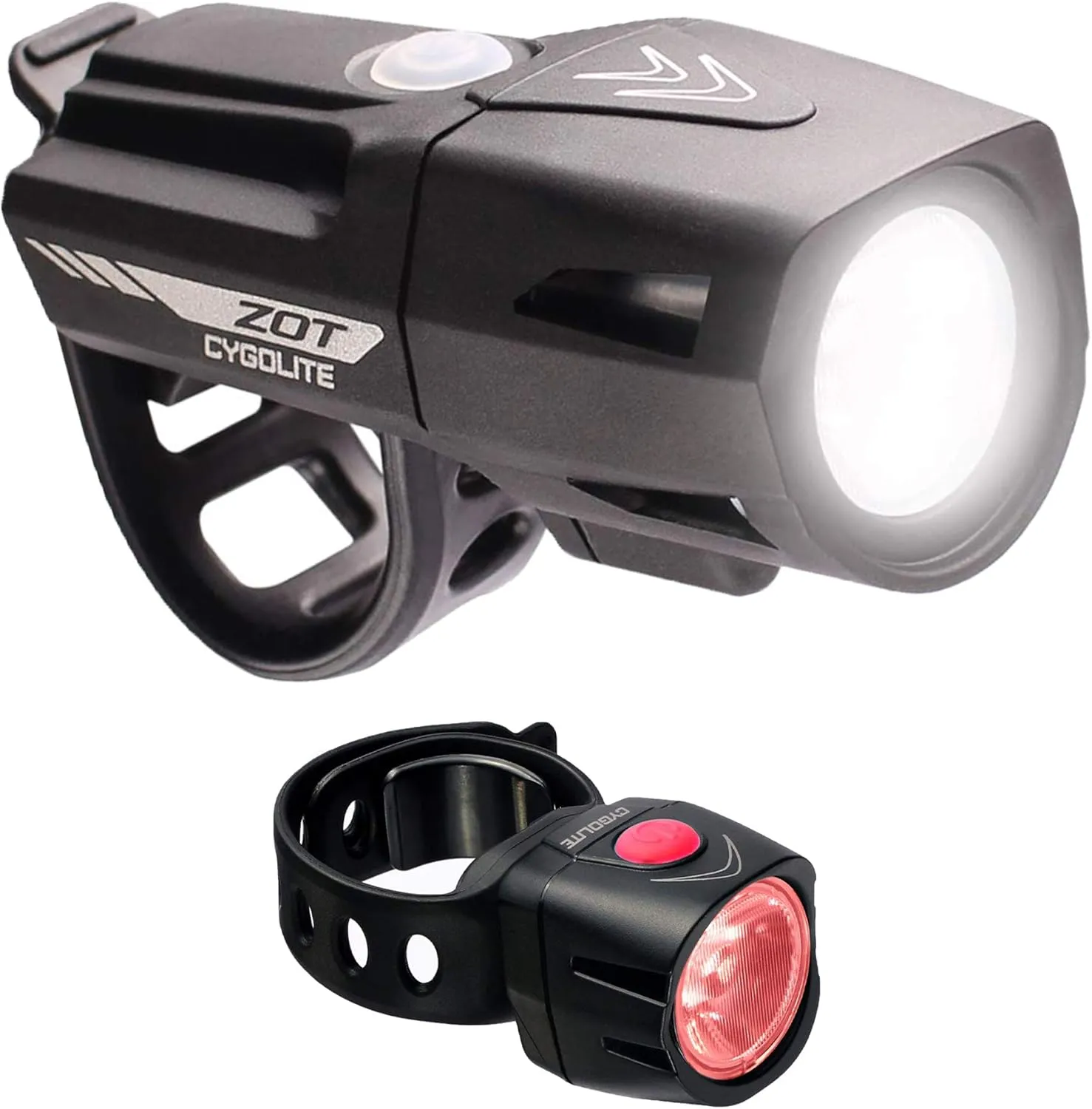 CYGOLITE Zot 250 Lumen Headlight & Dice TL 50 Lumen Tail Light USB Rechargeable Bicycle Light Combo Set, Black, red,Compact