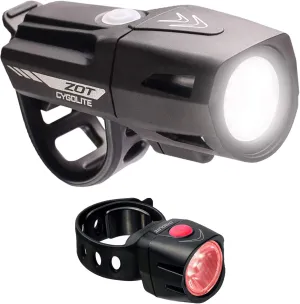 CYGOLITE Zot 250 Lumen Headlight & Dice TL 50 Lumen Tail Light USB Rechargeable Bicycle Light Combo Set, Black, red,Compact