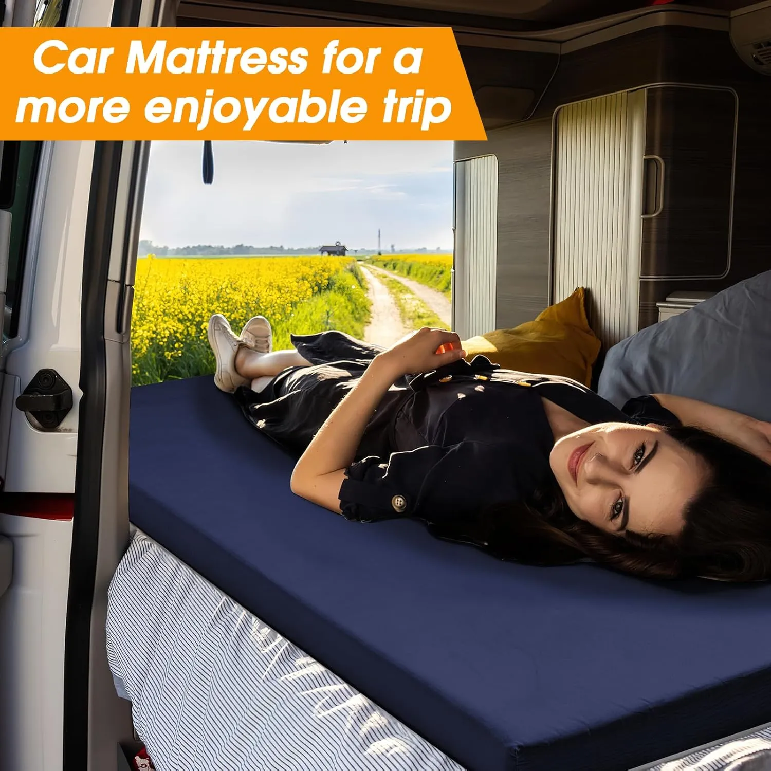 CYMULA Camping Cot Mattress 2in Memory Foam Sleeping Pad,Soft Warm Non-Slip Camping Mattress Topper with Retaining for Adults,Portable Roll up Mattress Pad for Travel (75 x30)（only Mattress）
