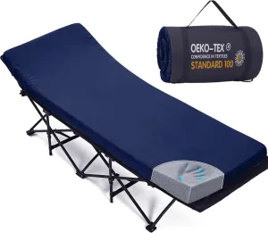 CYMULA Camping Cot Mattress 2in Memory Foam Sleeping Pad,Soft Warm Non-Slip Camping Mattress Topper with Retaining for Adults,Portable Roll up Mattress Pad for Travel (75 x30)（only Mattress）