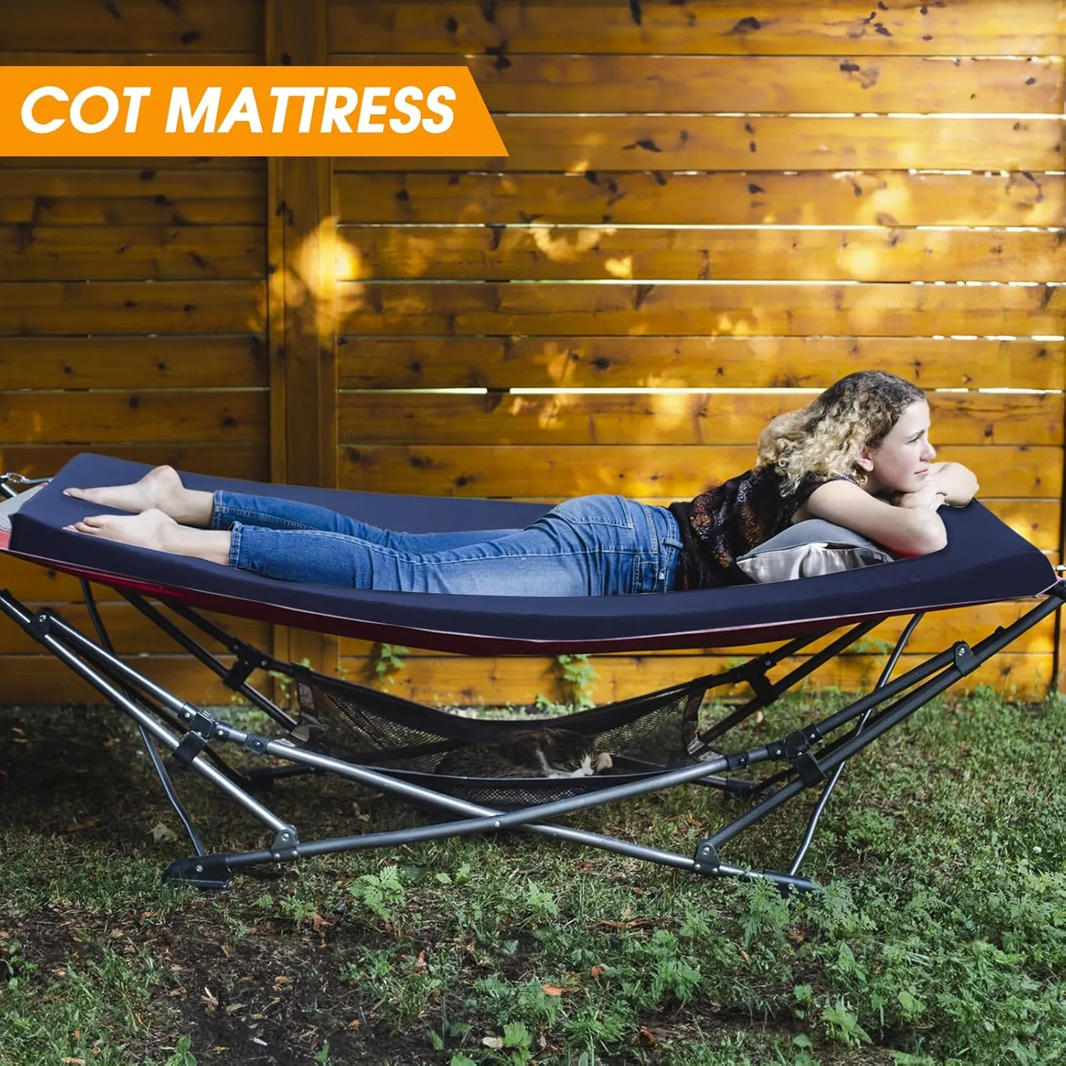 CYMULA Camping Cot Mattress 2in Memory Foam Sleeping Pad,Soft Warm Non-Slip Camping Mattress Topper with Retaining for Adults,Portable Roll up Mattress Pad for Travel (75 x30)（only Mattress）