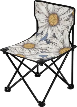 Daisy Flower (2) Portable Outdoor Folding Chair Anti-Slip Padded Oxford Cloth Stool Camping Chair Small for Beach Hiking Fishing Gardening Quad Camp Chair