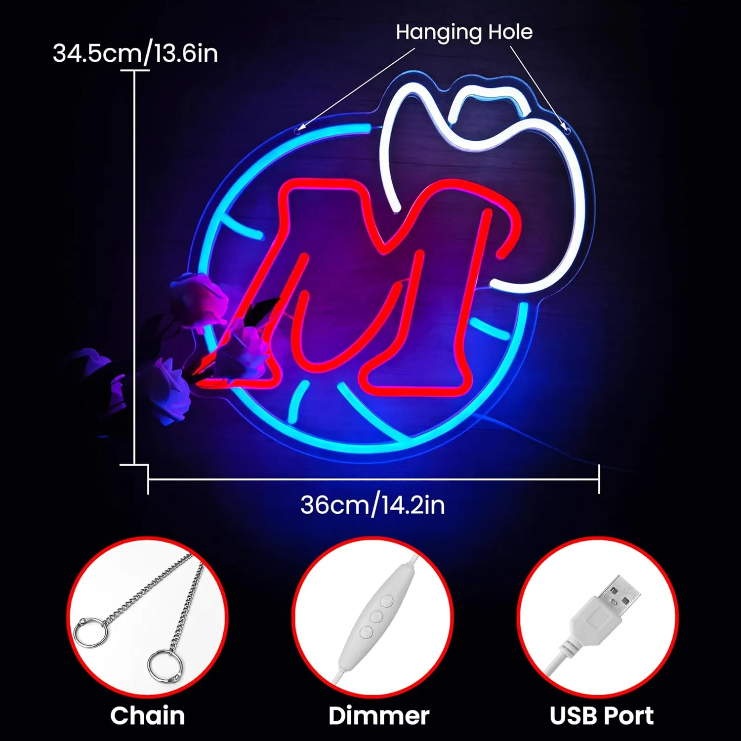 Dallas Basketball Maverick Neon Signs LED Lights USB Powered Dimmable Basketball Neon Sign Light Bedroom Wall Man Cave Club Decor Boys Birthday Gift