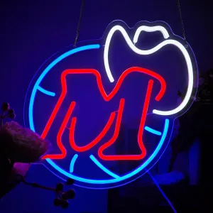 Dallas Basketball Maverick Neon Signs LED Lights USB Powered Dimmable Basketball Neon Sign Light Bedroom Wall Man Cave Club Decor Boys Birthday Gift