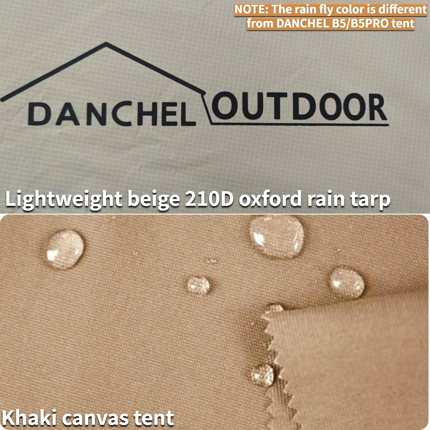 DANCHEL OUTDOOR Waterproof 4 Season Rain Fly for B5PRO Canvas Tent, Bell Tent Rain Cover Protector No/with Stove Jack,Lightweight Oxford Nylon Yurt Tarp Camping Accessories Beige, 9.8/13/16.4/20ft