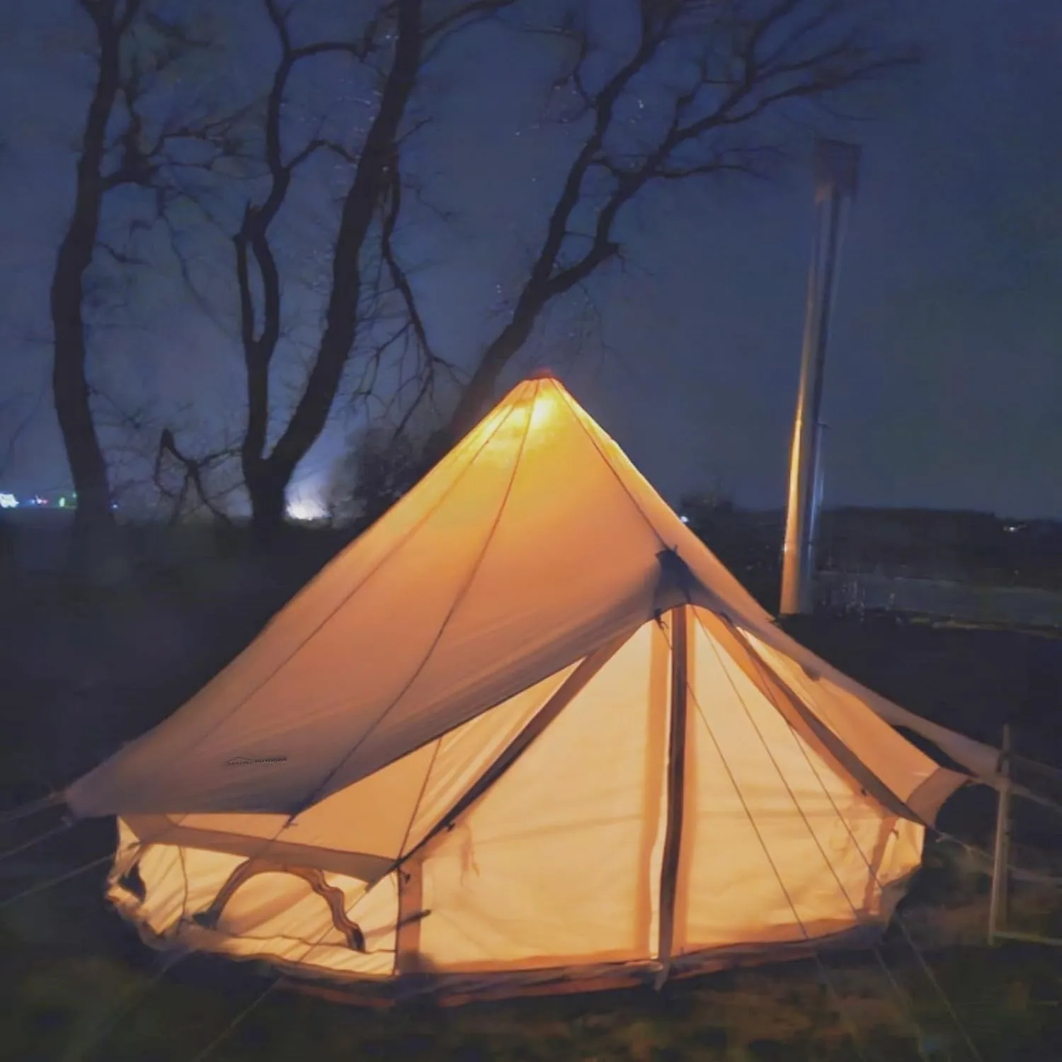 DANCHEL OUTDOOR Waterproof 4 Season Rain Fly for B5PRO Canvas Tent, Bell Tent Rain Cover Protector No/with Stove Jack,Lightweight Oxford Nylon Yurt Tarp Camping Accessories Beige, 9.8/13/16.4/20ft