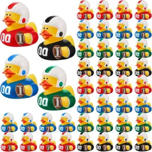 DEEKIN 24 Pcs Football Player Rubber Ducks Bulk 2 Inch 4 Color for Football Competition Gifts Birthday Party Favor Decoration