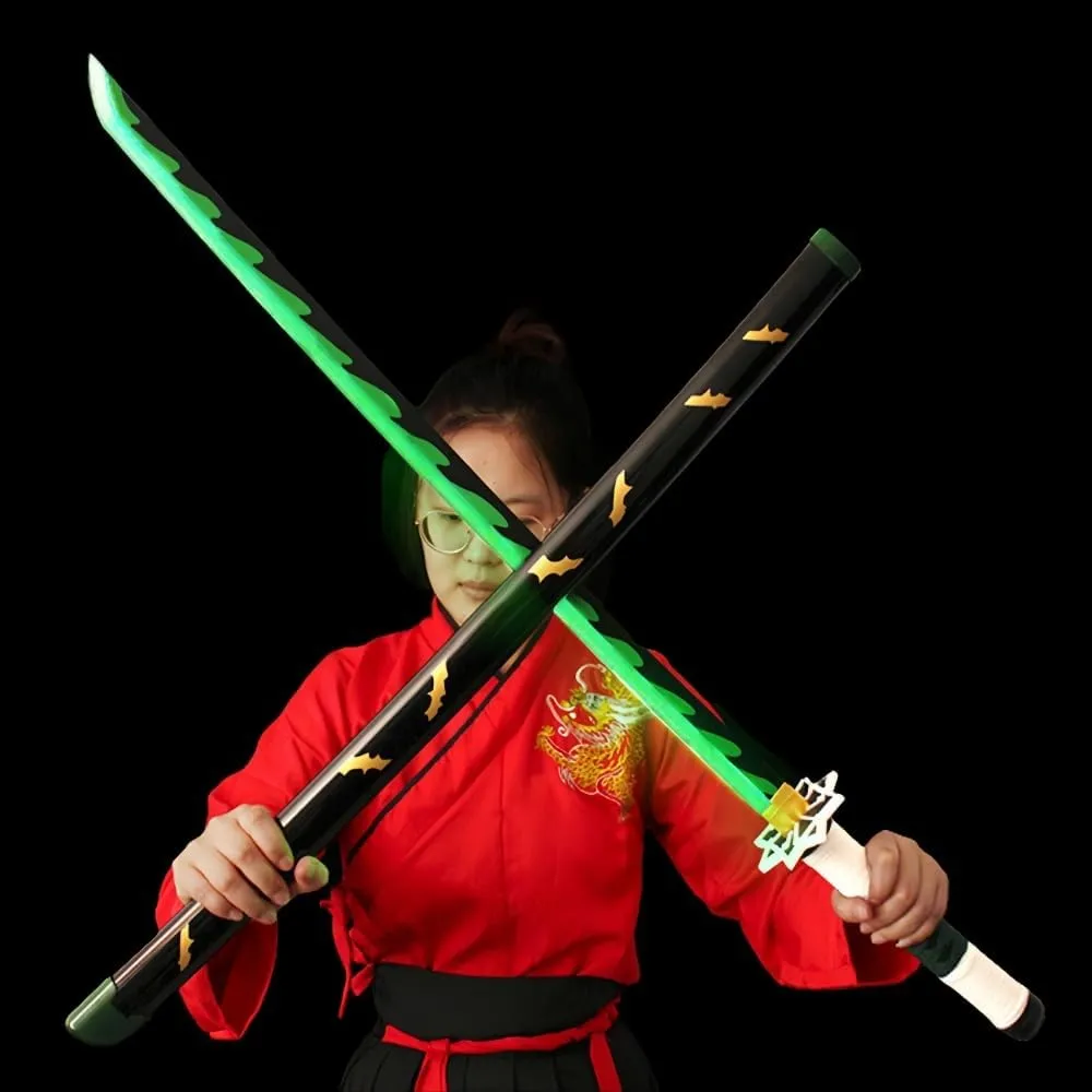 Demon Katana Sword, Light Up Sword, 41 Inches Rechargeable, with Display Stand and Belt, Suitable for sanemi Cosplay and Collection, Anime Original Texture.