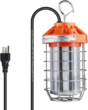 dephen 60W LED Temporary Work Light, 8400Lm 5000K Construction Spotlights, Plug in Portable Worklight with Hook, 360 Degree Hanging Flood Lamps for Indoor Outdoor Job Site Lighting, UL-Listed