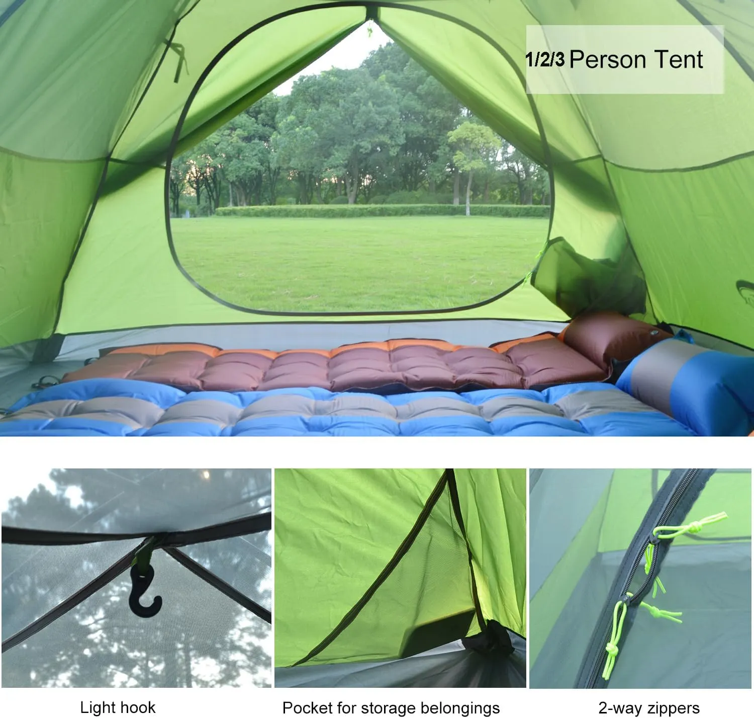 DESERT & FOX Camping Tents 1/2/3 Person,Outdoor Lightweight Backpacking Tent Waterproof 3 Season Tent for Family Hiking Hunting Mountaineering Travel