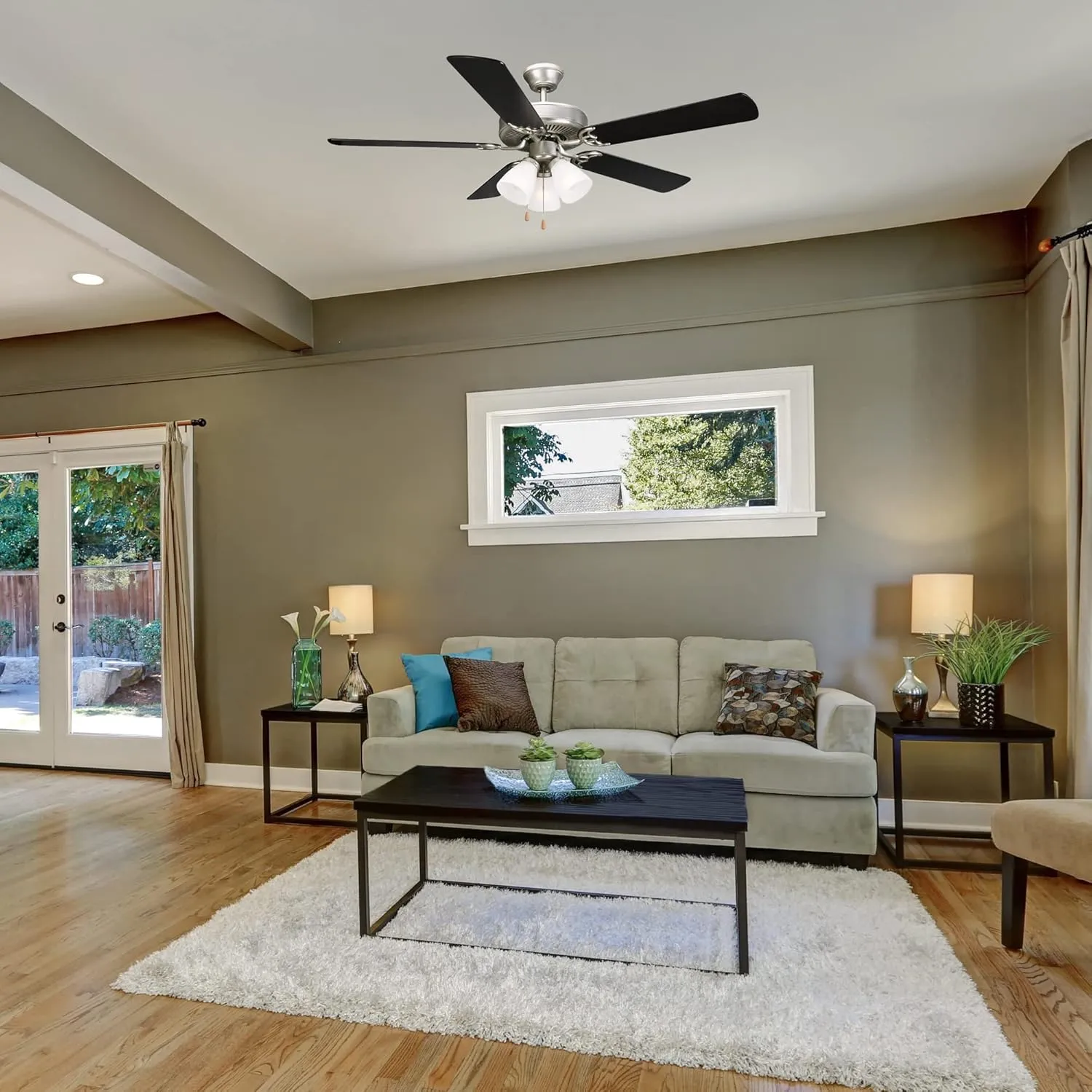 Design House 157370 Millbridge 52-Inch Traditional Indoor Ceiling Fan with LED Light Kit, Reversible Blades, Satin Nickel