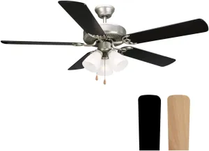 Design House 157370 Millbridge 52-Inch Traditional Indoor Ceiling Fan with LED Light Kit, Reversible Blades, Satin Nickel