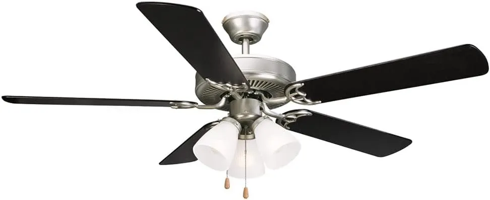 Design House 157370 Millbridge 52-Inch Traditional Indoor Ceiling Fan with LED Light Kit, Reversible Blades, Satin Nickel