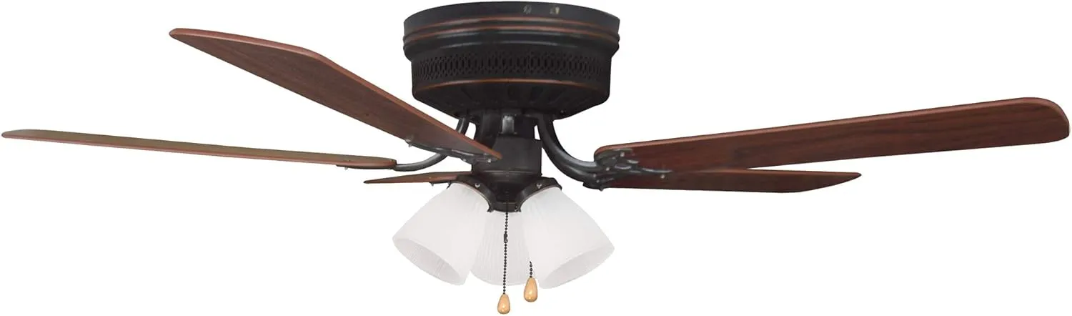 Design House 157388-ORB Millbridge 52-Inch Traditional 3-Speed, 5-Blade LED Indoor Hugger/Low Profile Ceiling Fan with LED Light Kit, Reversible Blades, Reverse Airflow, Oil Rubbed Bronze