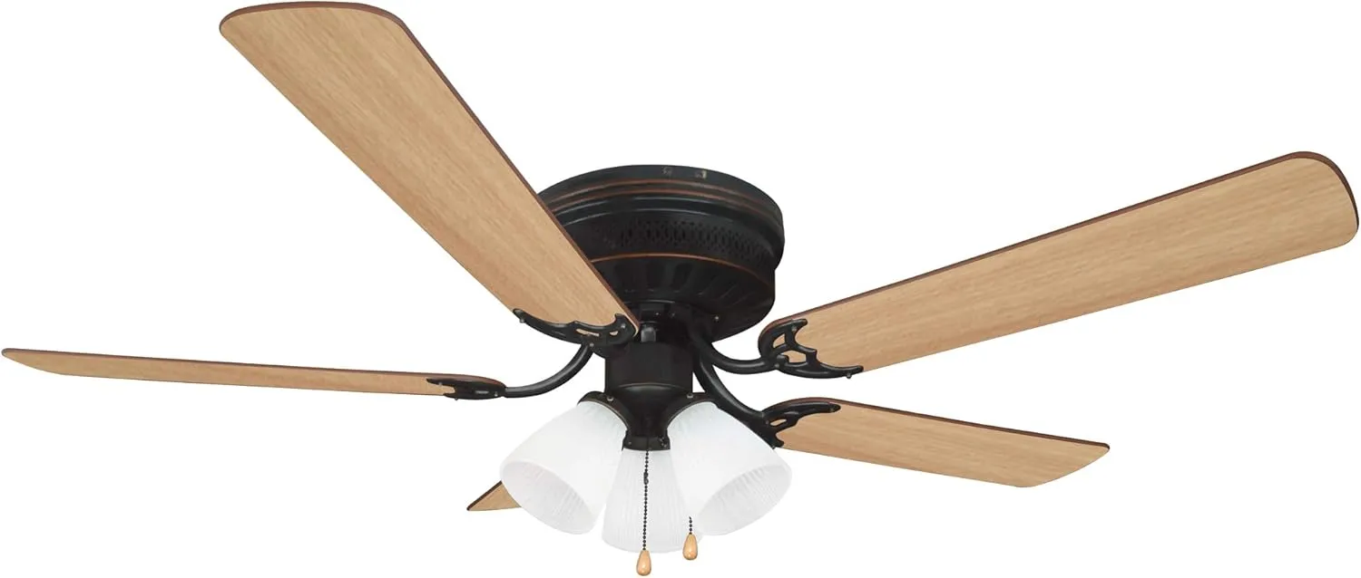 Design House 157388-ORB Millbridge 52-Inch Traditional 3-Speed, 5-Blade LED Indoor Hugger/Low Profile Ceiling Fan with LED Light Kit, Reversible Blades, Reverse Airflow, Oil Rubbed Bronze