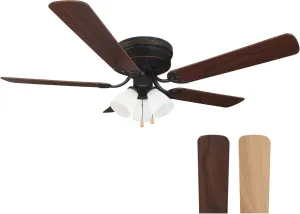 Design House 157388-ORB Millbridge 52-Inch Traditional 3-Speed, 5-Blade LED Indoor Hugger/Low Profile Ceiling Fan with LED Light Kit, Reversible Blades, Reverse Airflow, Oil Rubbed Bronze