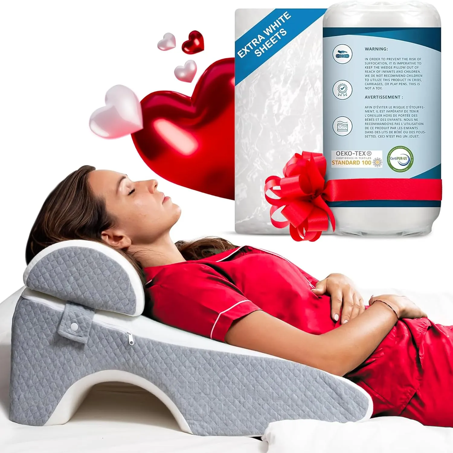 DIGAR Bed Wedge Pillow 10 inch | Memory Foam Wedge Pillow for Sleeping | Triangle Pillow Wedge | Acid Reflux Pillow | Post-Surgery Support Cushion | Back, Head, Knee, Elbow Support | Pregnancy Pillow