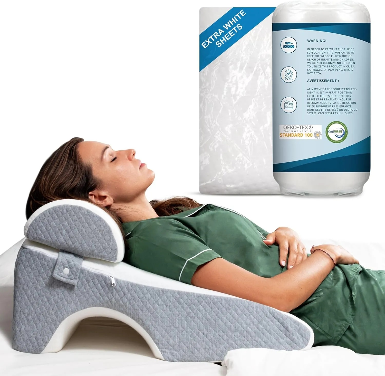 DIGAR Bed Wedge Pillow 10 inch | Memory Foam Wedge Pillow for Sleeping | Triangle Pillow Wedge | Acid Reflux Pillow | Post-Surgery Support Cushion | Back, Head, Knee, Elbow Support | Pregnancy Pillow