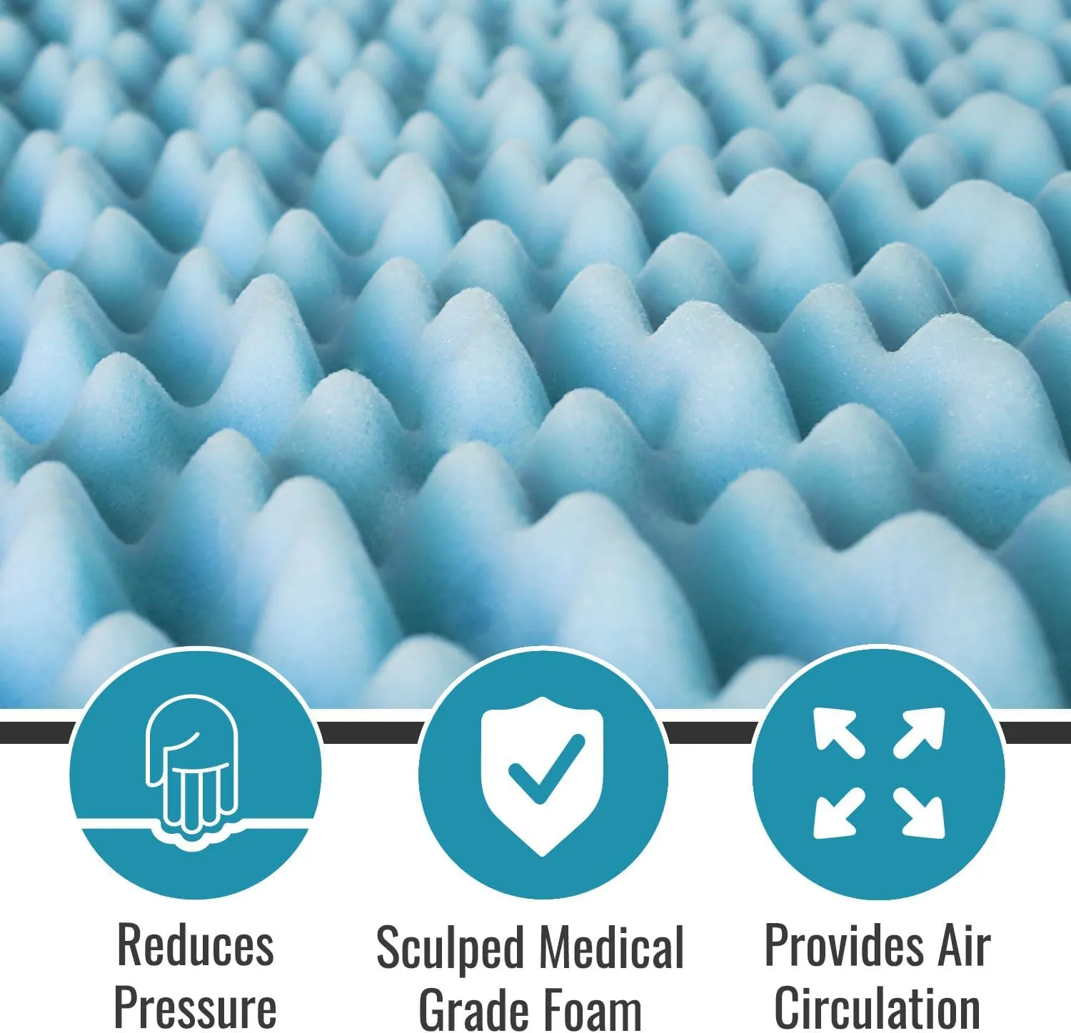 DMI Foam Mattress Topper, Egg Crate Foam Pad, Mattress Pad and Bed Topper for Support, Air Circulation, Pressure Relief and Weight Distribution, Twin Size Mattress, 33 x 72 x 2,Blue