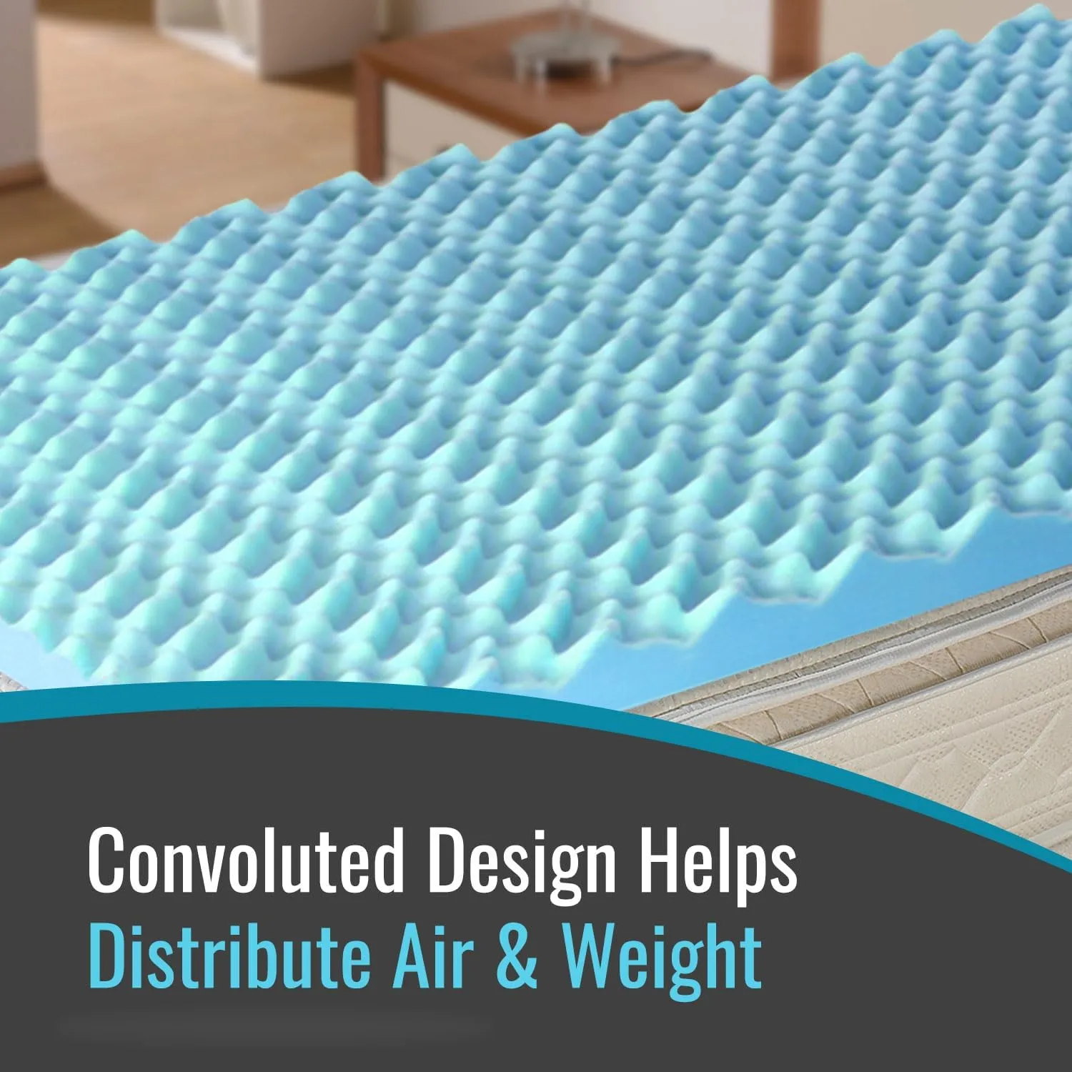 DMI Foam Mattress Topper, Egg Crate Foam Pad, Mattress Pad and Bed Topper for Support, Air Circulation, Pressure Relief and Weight Distribution, Twin Size Mattress, 33 x 72 x 2,Blue