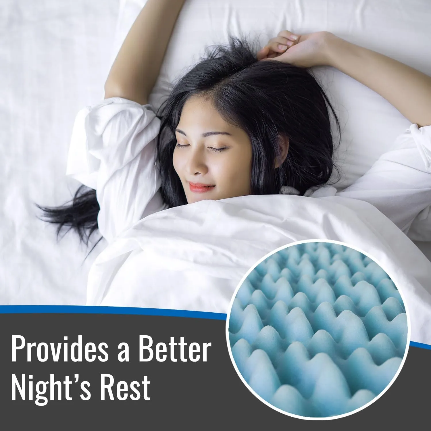 DMI Foam Mattress Topper, Egg Crate Foam Pad, Mattress Pad and Bed Topper for Support, Air Circulation, Pressure Relief and Weight Distribution, Twin Size Mattress, 33 x 72 x 2,Blue