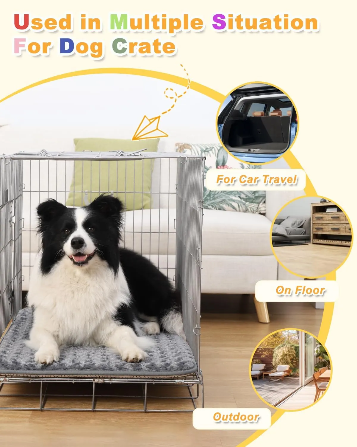 Dog Bed for Crate High Resilience Foam Crate Pad Mat for Medium Dogs Washable Anti-Slip,29" x 18",Dark Gray