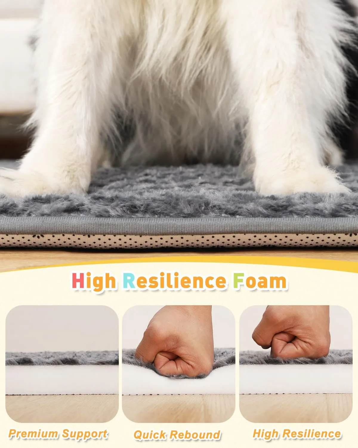 Dog Bed for Crate High Resilience Foam Crate Pad Mat for Medium Dogs Washable Anti-Slip,29" x 18",Dark Gray